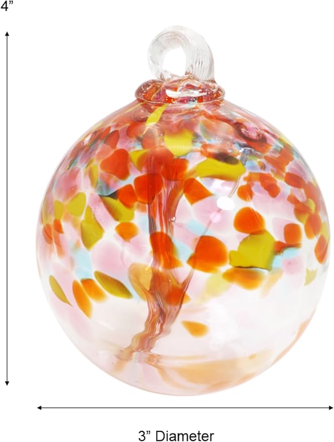 Dale Tiffany Hand Blown Glass, 3" Diameter Eden, Tree of Life Collection, Witch Globe Hanging Garden Indoor/Outdoor Decorative Ornament Gazing Ball