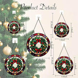 Stained Glass Window Hanging - Christmas Wreath Ornament 6.3 Inches Suncatcher for Garden Home Decor for Women Mon Grandma Friends