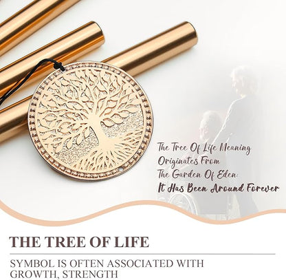 Memorial Wind Chimes for Loss of Loved One, Sympathy Wind Chimes with Tree of Life, Remembrance in Memory of Mom Dad, Bereavement and Condolence Memorial Gifts(Rose Gold)
