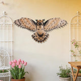 JJALIGHTS 37" Large Metal Owl Wall Art Outdoor Indoor Decor - Flying Owl Wall Hangings for Garden Patio Home Bedroom Office Decoration