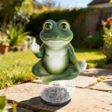 Funny Meditating Frog Garden Statue - Outdoor Statues & Yard Art for Patio Backyard - Sassy Zen Frog Statue with Solar Lights - Unique Birthday Gifts for Mom Grandma & Gag Gift for Friends