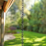 Black Rain Chains for Outside, Metal Double Loop Rain Gutter Chains 6ft 8.5ft 12ft, Gutter Chain Downspout, Garden Porch Rain Catcher Chain(4.5m/14.7ft)