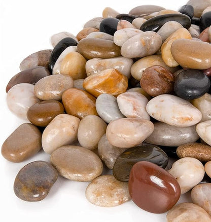 GASPRO 15lb Natural River Rocks Decorative Rocks for Plants and Garden Landscaping, Polished River Stone for Outdoor Decor, 1-1 3/4 Inch