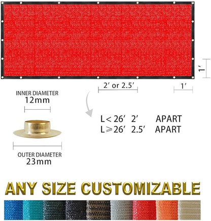 Houssity Zip Cable Ties and Red 3' x 10' Balcony Deck Fence Privacy Screen Cover Panel Shade Cloth Fabric for Chain Link Fence Patio Pool Railing Porch Playground Dog Kennel Residence Commercial Use