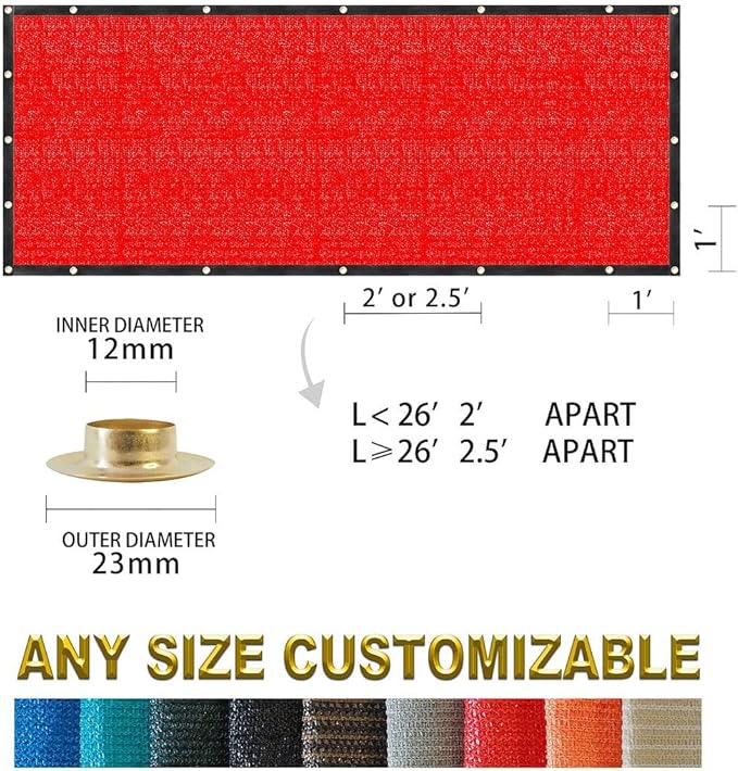 Houssity Zip Cable Ties and Red 3' x 31' Balcony Deck Fence Privacy Screen Cover Panel Shade Cloth Fabric for Chain Link Fence Patio Pool Railing Porch Playground Dog Kennel Residence Commercial Use