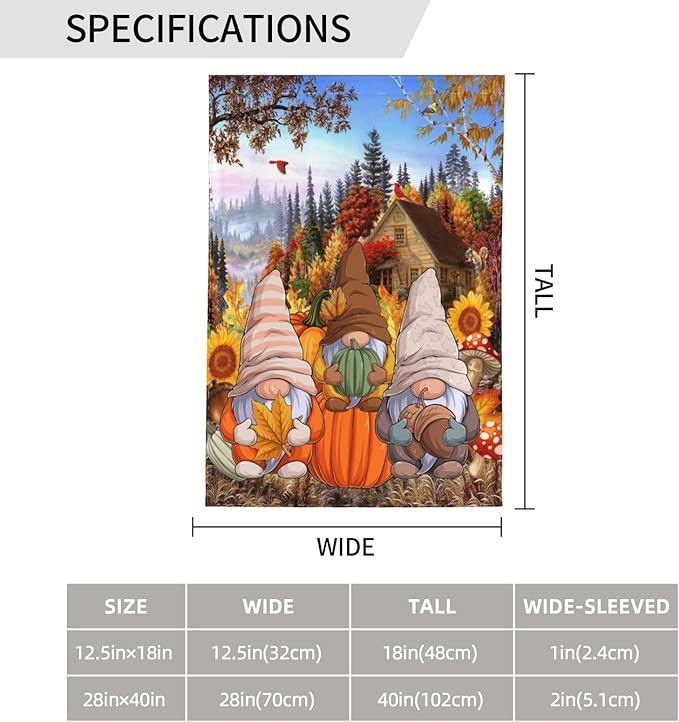 Autumn Gnomes Garden Flag 12 X 18 In Outdoor Happy Fall Y'all Mini Yard Flag Pumpkin House Flags Double-Sided Farmhouse Sign For Home Garden Decoration