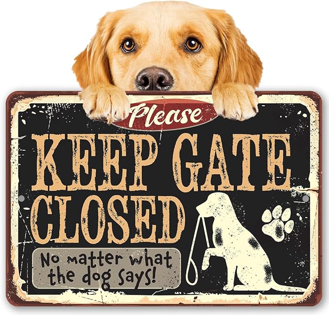 Lone Star Art Garden Stake Metal Signs - Durable Metal Sign - Use Indoor/Outdoor - Great Entryway and Fence Warning Sign and Gift for Dog Owners (12" x 18", Keep Gate Closed Dog)