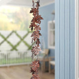 Maple Leaf Rain Chain, 8.5 Feet Rain Chains for Gutters Downspouts, Rain Gutter Catcher Chain for Outside Garden Patio, Metal Decorative Hanging Rain Chime for Downspout, Vintage Copper