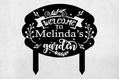 Personalized Metal Garden Sign with Stake, Custom Garden Decor for Outdoor, Custom Family Name Sign, Patio Decorations, Lawn Art, Farmhouse Decorative, Housewarming Gift (CstmDesign10)