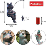 Antique Copper Fishing Frog Statue - Outdoor Garden Statue & Koi Pond Decor