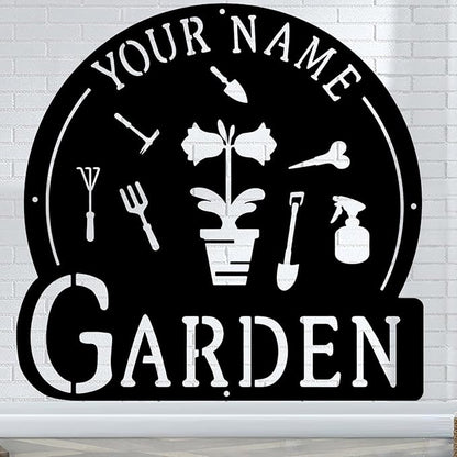 CFC0121326 Personalized Metal Garden Sign, Custom Plaque for Women, Mom, Grandma - Rustic Decoration for She Shed, Potting Shed