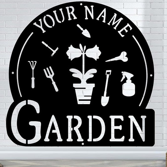 CFC0121326 Personalized Metal Garden Sign, Custom Plaque for Women, Mom, Grandma - Rustic Decoration for She Shed, Potting Shed