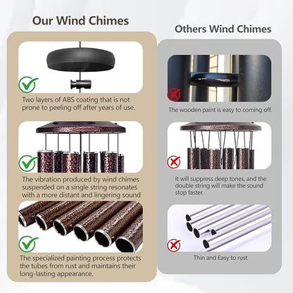 66" Wind Chimes for Outside Deep Tone - 6 Thicken Tubes Memorial Wind Chimes for Loss of Love One, Gifts for Women, Mom, Grandma, Sympathy, Large Windchimes for Outdoor, Garden, Patio (Bronze)