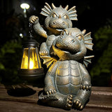 Solar Garden Outdoor Statues Lantern Figurines Light Decorations for Outdoor Patio Balcony Yard Lawn, Ideal Gifts for Mom Friends (Bronze -Dragon)