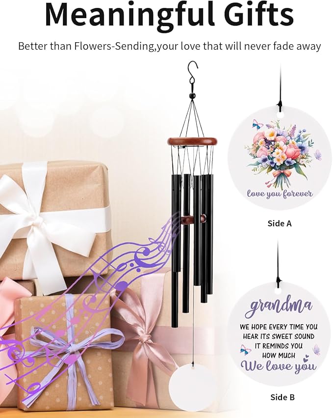 BeauGift Gifts for Grandma, Wind Chimes Grandma Birthday Gifts, Mothers Day Windchime Gift, Home Decor Keepsake for Grandmother Nana Gigi Granny from Granddaughter Grandson