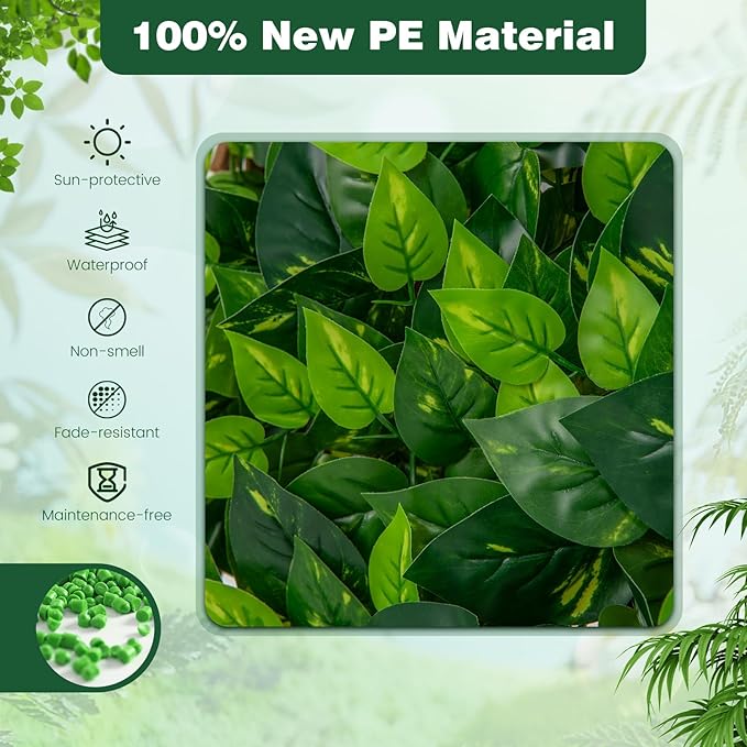 Giantex 2 Pack Expandable Fence Privacy Screen - Decorative Faux Green Ivy Fencing Panel for Balcony, Artificial Hedges with PE Leaves and Willow for Outdoors Garden Patio Deck Apartment