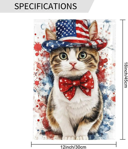 American Flag Garden Flags 12×18 Inch Cat Double Sided Decorative Yard Banner for Outdoor Outside Decor