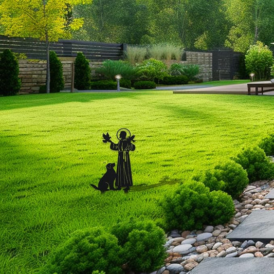 WADORN Jesus Bird Dog Decorative Silhouette Garden Stakes, Religious Metal Stakes Statues Ornaments Lovers Gifts Yard Art Black Silhouette Yard Outside Decor for Backyard Patio, 7.5x13.8 Inch