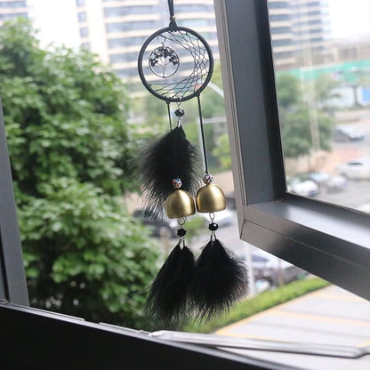 Dreamcatcher Wind Chimes, Handmade Feather Indian Round Net Chimes, Creative Balcony, Study, Bedroom Hanging Decoration