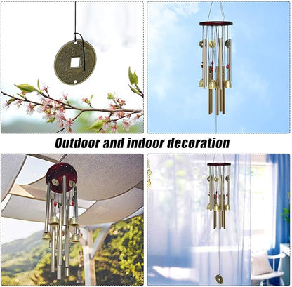 Bwinka Chinese Traditional Retro10 Tubes 5 Bells Bronze Yard Garden Outdoor Living Wind Chimes 85cm (MT-626)…