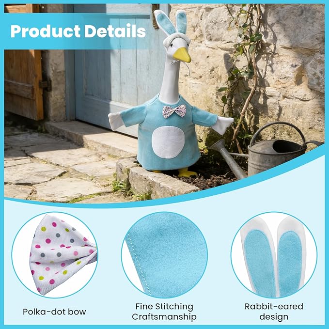 Independence Day Style Cute Outfit for 23-Inch Cement Goose – Outdoor Garden Yard Porch Decor