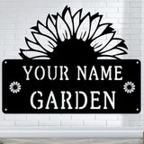 CFC0121323 Sunflower Metal Signs, Flowers Garden Plaque for Mom Grandma,Custom name Metal Garden Signs Outdoor Decor,Rustic Decorations for She Shed, Potting Shed, Housewarming Gifts