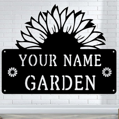 CFC0121323 Sunflower Metal Signs, Flowers Garden Plaque for Mom Grandma,Custom name Metal Garden Signs Outdoor Decor,Rustic Decorations for She Shed, Potting Shed, Housewarming Gifts