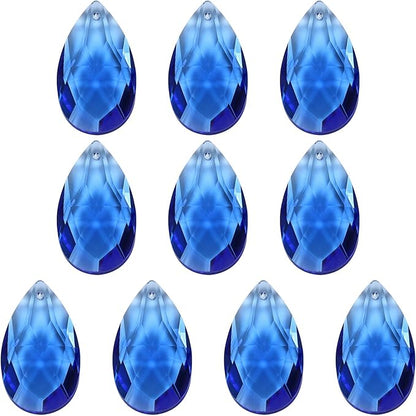 PATIKIL K9 Crystal Pendants Teardrop Beads, 10 Pack 38mm Chandelier Prisms Parts Hanging Beads DIY Lamp for Arts Crafts Decoration, Blue