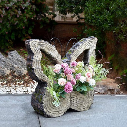 Garden Statues Outdoor Decor Balcony Figurine Outdoor Statues Garden Butterfly Flower Stand Statue, Garden Animal Flowerpot Sculpture, Outdoor Farm Lawn Decorations(A)