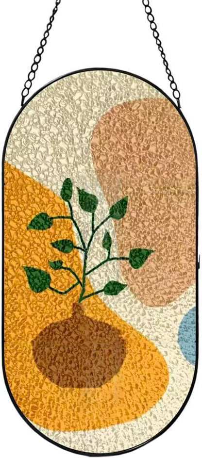 Stained Glass Window Hanging, Black Cat Sun Catcher for Wall Door Indoor Home Kitchen Living Room Office Meditation Decoration, Gifts for Women, Wife, Mom, Father, Mother's Day Birthday