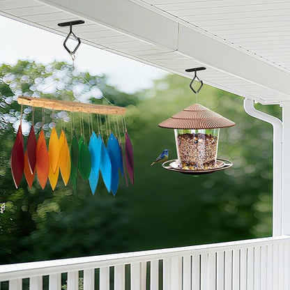 Black Ceiling Plant Hooks with Safety Buckle, Heavy Duty Metal Hangers for Indoor Outdoor, 6 Pack, Hanging Plants Wind Chimes Bird Feeders