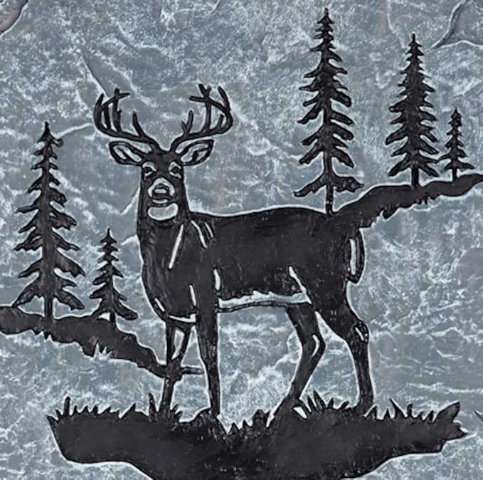 Carson 10.5" 'Welcome to Our Cabin' White Tail Deer Garden Stone - White Tail Decor for Cabin - Outdoor Deer Decorations - White Tail Buck Hunting Decor