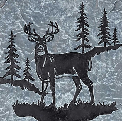 Carson 10.5" 'Welcome to Our Cabin' White Tail Deer Garden Stone - White Tail Decor for Cabin - Outdoor Deer Decorations - White Tail Buck Hunting Decor