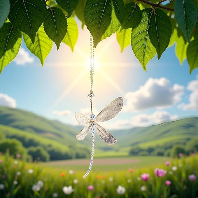 Dragonfly Crystal, Hanging Dragonfly Rainbow Maker Pendant for Windows Garden Wedding Car Decor