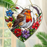 1pcs Valentine Heart Suncatcher Ornament Spring Window Suncatchers with Bird Flower Designs Acrylic Suncatchers Hanging Ornaments for Garden Decor，Housewarming Women Decor Gifts