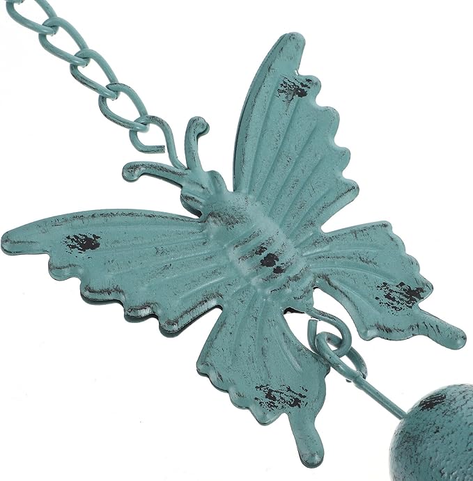 Vintage Cast Iron Butterfly Wind Chimes for Outdoor Garden Patio Hanging Decor Small Blue Wind Bells for Yard and Porch Outside Use