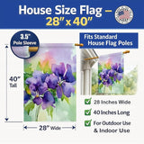 Caroline's Treasures New Jersey Violet in Watercolor House Flag Large Porch Sleeve Pole Decorative Outside Yard Banner Artwork Wall Hanging, Polyester, House Size, Multicolor