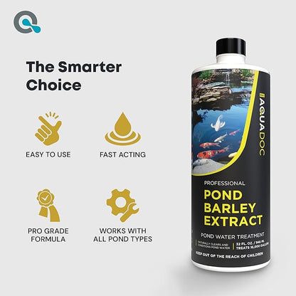 AquaDoc Pond Barley Extract - 32oz - Liquid Barley Extract for Ponds with Fish - for up to 16,000 Gallons - Made in USA