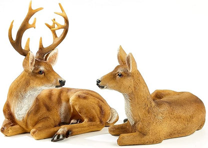 JHVYF Adorable Deer Statue Decor for Garden Yard Buck & Doe Lying Outdoor Sculptures for Home Decor 312-313…