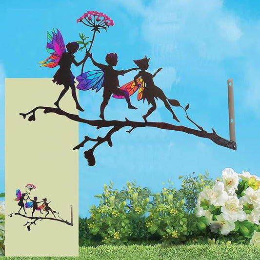 Fairy Metal Garden Tree Stake, Artistic Crafts for Home Garden, Silhouette Plaque Sculpture, Metal Yard Art, Gift Patio Decor, Outdoor Art Decoration