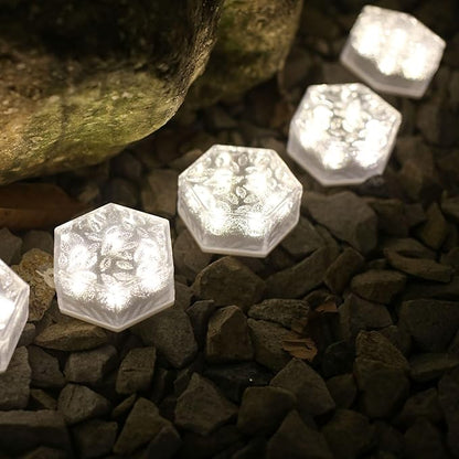 6 Pack Hexagram Bricks Outdoor Solar Powered LED In Ground Pathways Patio Yard Garden Glow Lights Decor