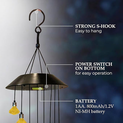 Upblend Outdoors Solar Hanging Decoration for Outside – Color Changing LED Decoration for Outdoor, Solar Chimes Outdoor Waterproof, Light Decor for Outside – Diamond, Gold