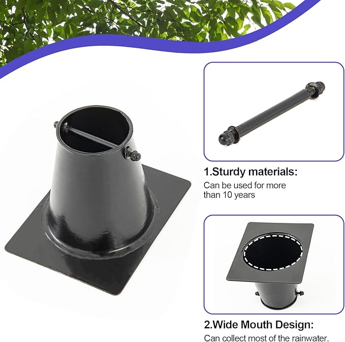 Rain Chain Gutter Adapter, Black Powder Coated Gutter Adapter Rust Resistant Rain Chains for Outside (Black Adapter)
