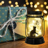 Cat Lover Gifts for Mom/Grandma/Women/Sister Cat Butterfly Solar Light Gifts Mother Day Gift Solar Lanterns Outdoor Waterproof Fairy Lights Led Mason Jar Hanging Cat Lamps Decor for Garden Yard