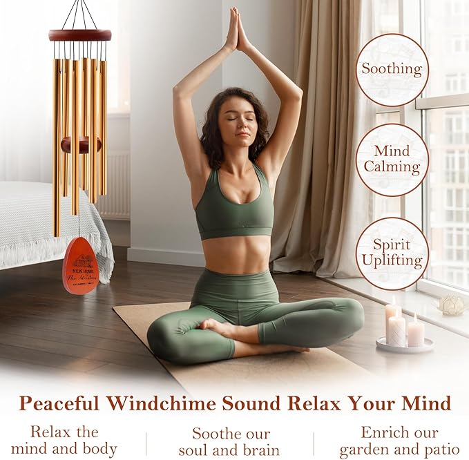 Housewarming Gifts New Home Chimes - House Warming Gifts for Women, House Warming Gift Wind Chimes, Wind Chime for Housewarming New Home, New Apartment Gift Ideas, Windchimes for Outside, 25.5"