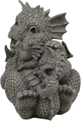 Ebros Garden Dragon Family Mommy and Me Time Statue 8" Long Cute Baby On Mother's Bosom Dragons Faux Stone Resin Finish Figurine Fantasy Home Decor