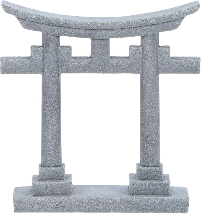 M METERXITY 2.7" H Miniature Torii Gate Ornaments with Plaque, Mini Chinese Gate Models Decorative Japanese Sandstone Tiny Home Landscape Accessories for Aquarium/Fish Tank/Garden Decor