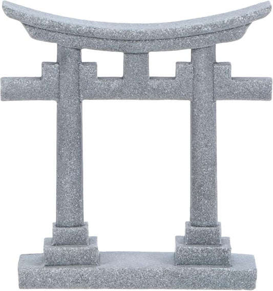 M METERXITY 2.7" H Miniature Torii Gate Ornaments with Plaque, Mini Chinese Gate Models Decorative Japanese Sandstone Tiny Home Landscape Accessories for Aquarium/Fish Tank/Garden Decor