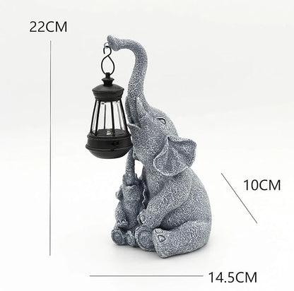 Solar Garden Outdoor Statues Elephants Decors Figurine Light, Lawn Decor Elephants Statue for Patio, Balcony, Yard Ornament, Chrismtas Gifts for Women Mom Grandma