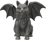 6.75” Faux Stone Gothic Winged Gargoyle Cat Fantasy Garden Charcoal Grey Textured Statue